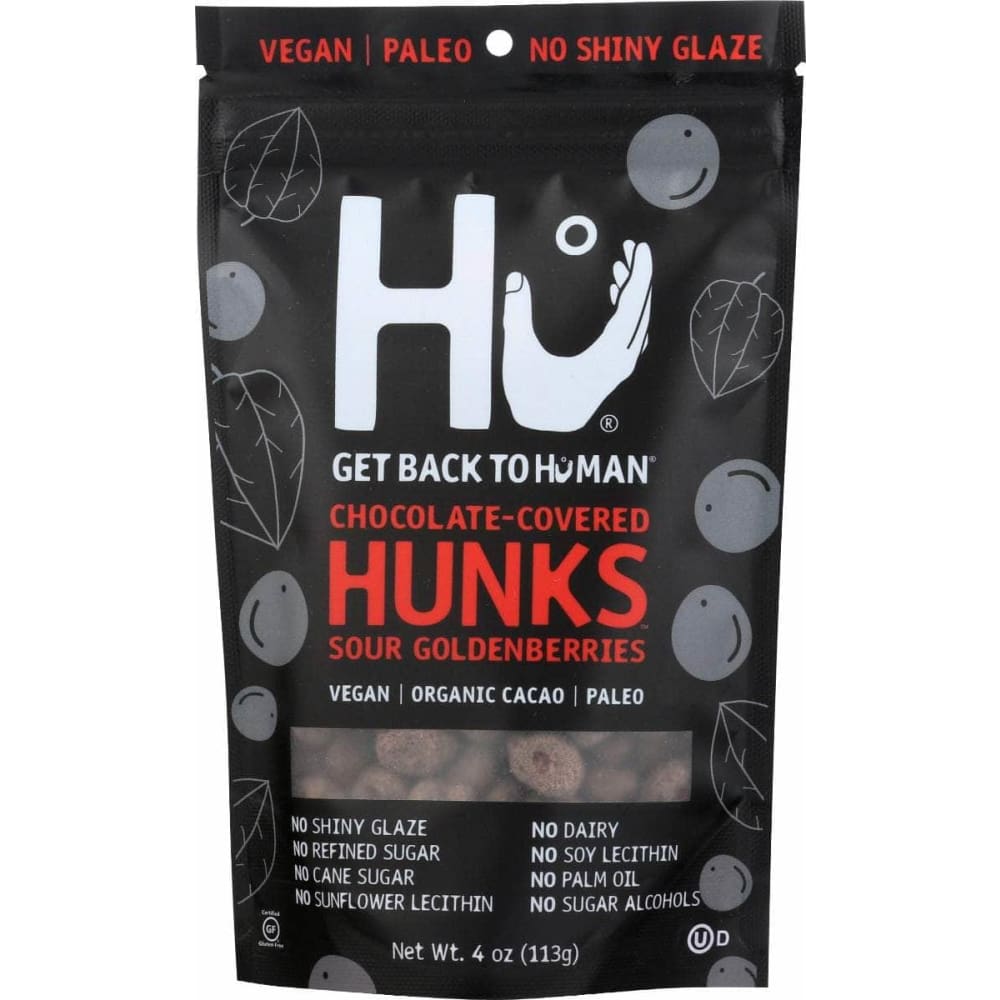 Hu Hu Chocolate Covered Hunks Sour Golden Berries, 4 oz