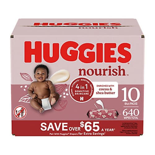 Huggies Nourish Scented Push Button Pack Baby Wipes 10 pk. - Home/Baby & Kids/Diapers & Wipes/Wipes/ - ShelHealth