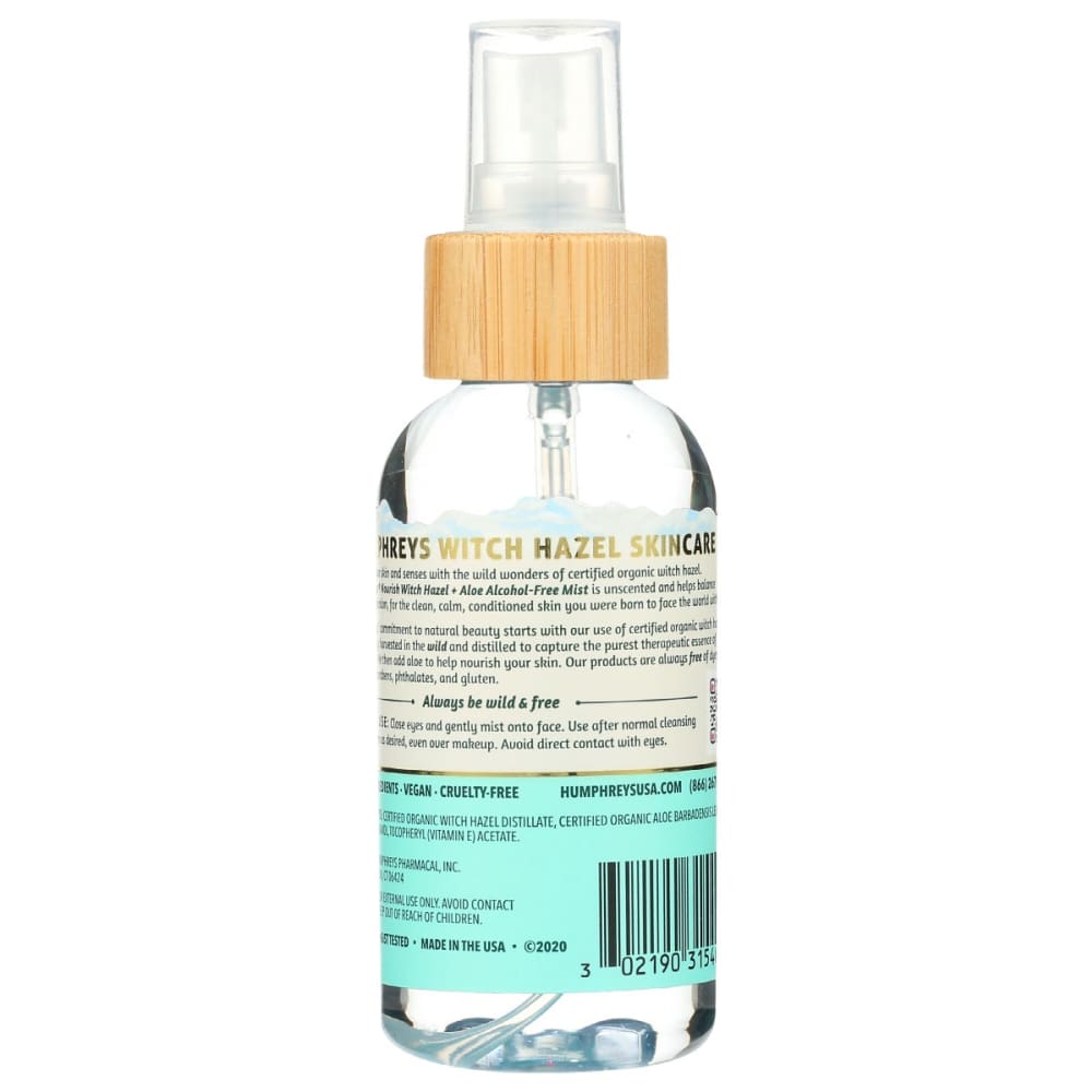 HUMPHREYS: Mist Witch Hazel Aloe 3 oz - Beauty & Body Care > Skin Care > Facial Mists & Toners & Astringents - Humphreys