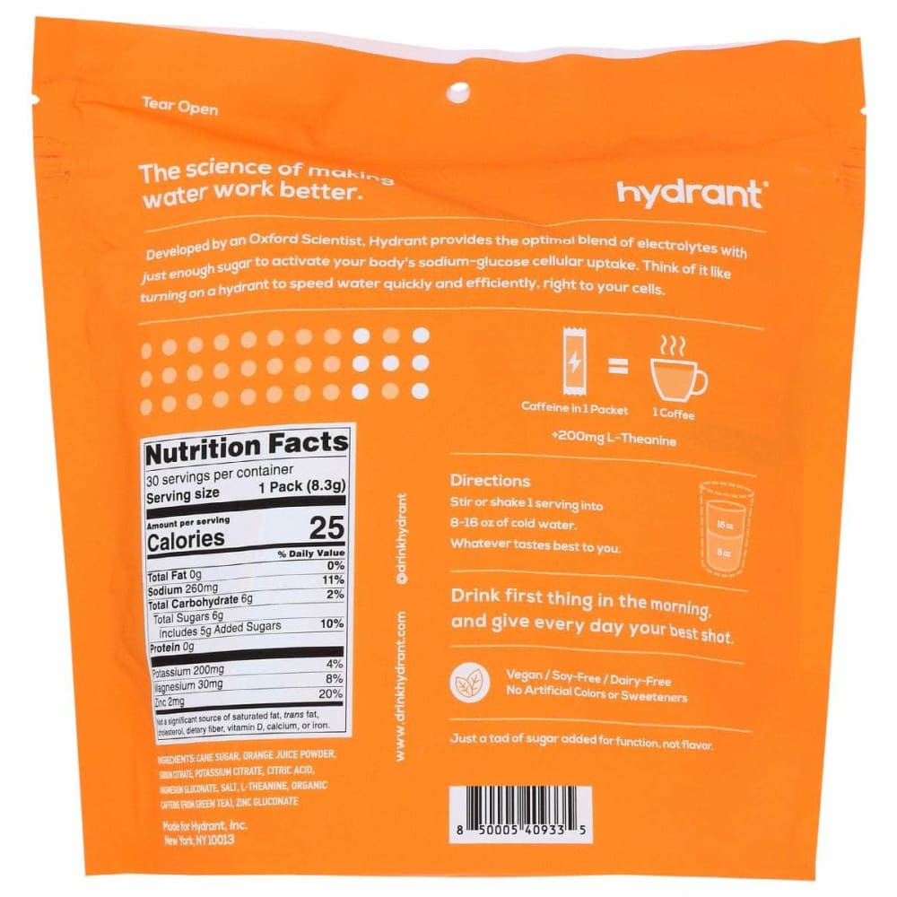 HYDRANT Hydrant Rapid Hydration Mix Orange, 30 Ea