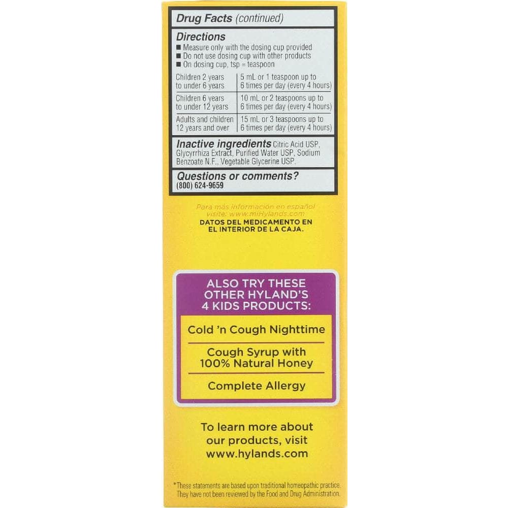 HYLANDS Hyland'S 4 Kids Cold 'N Cough, 4 Oz