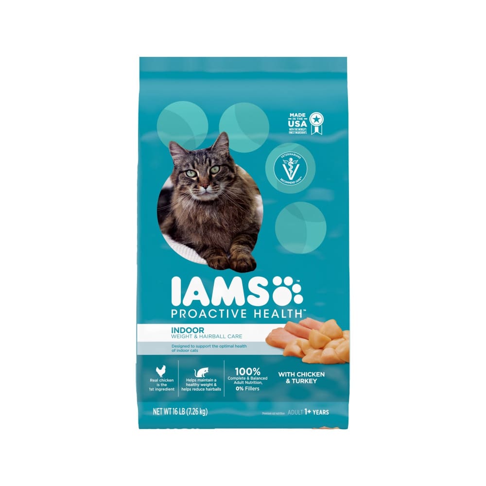 IAMS ProActive Health Adult Indoor Weight & Hairball Care Dry Cat Food 16 lbs. - IAMS