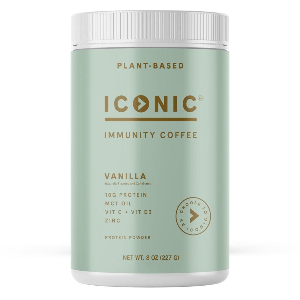 ICONIC Protein Immunity Coffee Powder with Pea Protein Vanilla (8 oz.) - Protein & Fitness - ICONIC