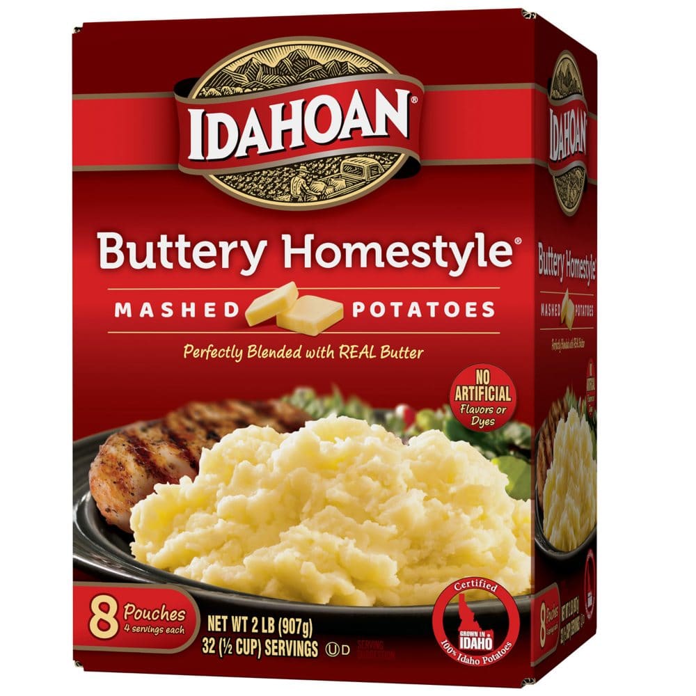 Idahoan Buttery Homestyle Mashed Potatoes (32 oz. 8 pk.) - Rice Potatoes & Stuffing - ShelHealth