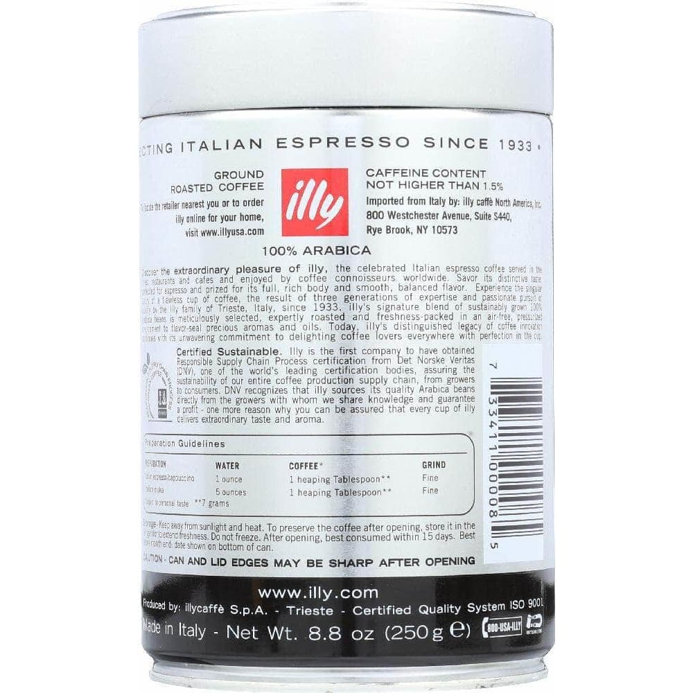 Illy Illy Espresso Dark Roast Ground Coffee, 8.8 oz