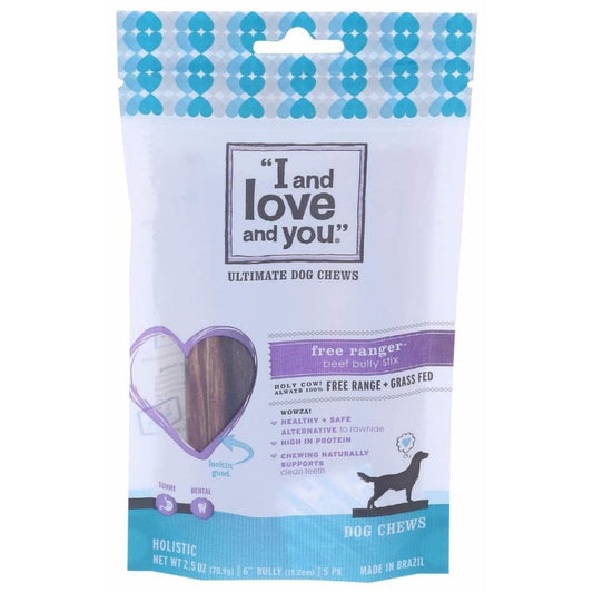 I&LOVE&YOU I&LOVE&YOU Free Ranger Bully Stix Dog Chew Treats 6Ct, 2.5 oz