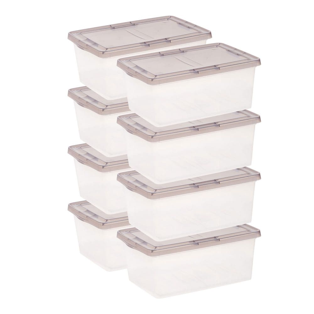 IRIS USA 17.2-Quart Snap Top Plastic Storage Box Clear With Gray Lid (Set of 8) - Storage & Organization - IRIS