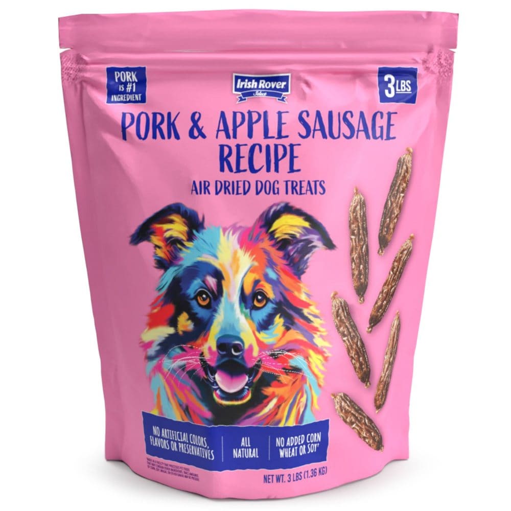 Irish Rover Pork and Apple Sausage Air Dried Dog Treats (48 oz.) - Dog Food & Treats - ShelHealth