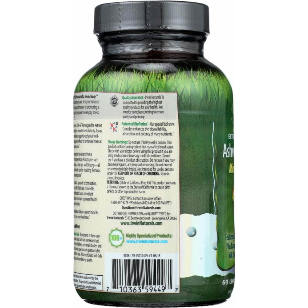 IRWIN NATURALS Vitamins & Supplements > Vitamins & Minerals IRWIN NATURALS: Ashwagandha Extra Strengt, 60 sg