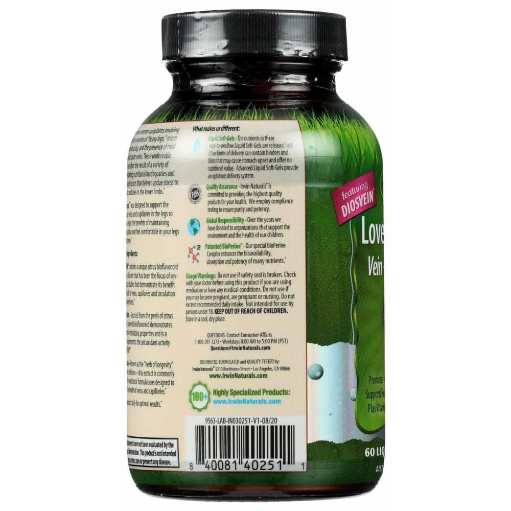 IRWIN NATURALS Vitamins & Supplements > Miscellaneous Supplements IRWIN NATURALS: Circulatory Love My Legs, 60 sg