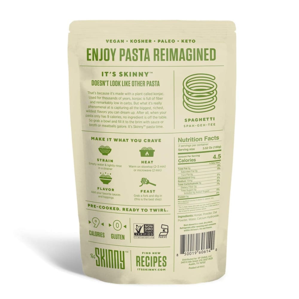 ITS SKINNY: Pasta Spaghetti 9.52 oz - Grocery > Pantry > Pasta and Sauces - ITS SKINNY