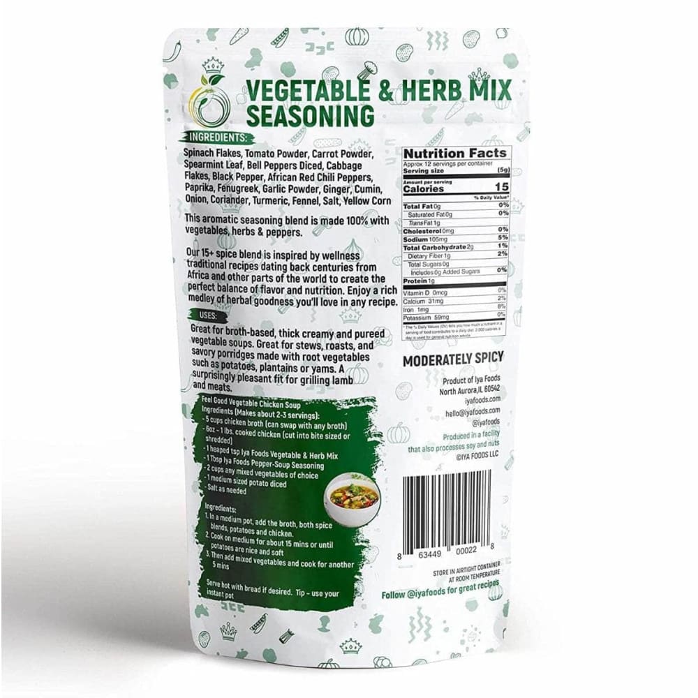 IYA FOODS LLC Grocery > Cooking & Baking > Seasonings IYA FOODS LLC: Vegetable And Herb Seasoning Mix, 2 oz