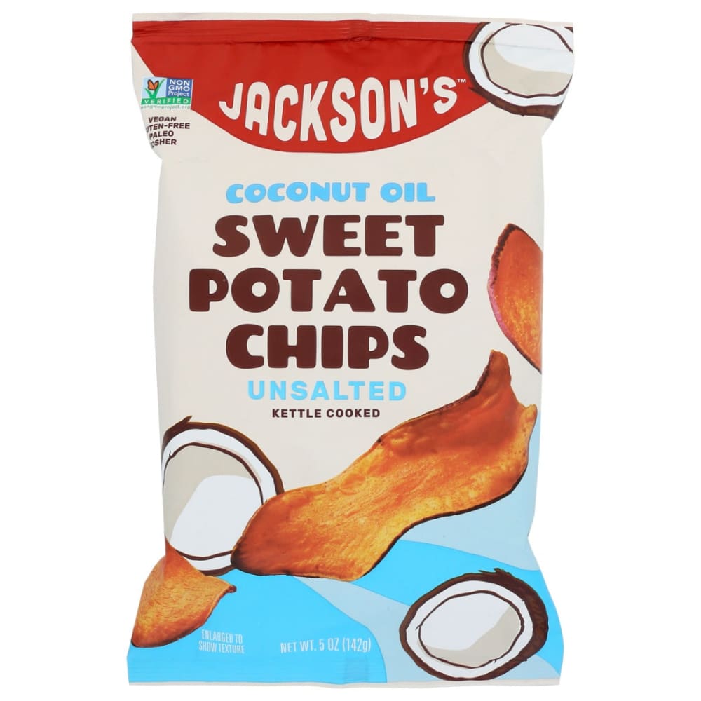 JACKSONS CHIPS: Unsalted Sweet Potato Chips With Coconut Oil 5 oz (Pack of 5) - Potato Chips - JACKSONS CHIPS