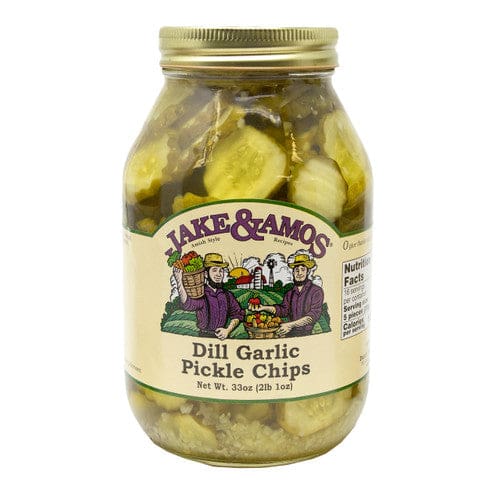 Jake & Amos J&A Dill Garlic Pickle Chips 33oz (Case of 12) - Misc/Pickled & Jarred Goods - Jake & Amos