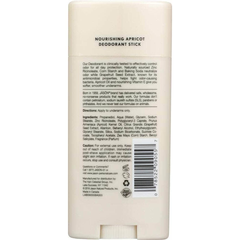 Jason Jason Deodorant Stick Nourishing Apricot, 2.5 oz