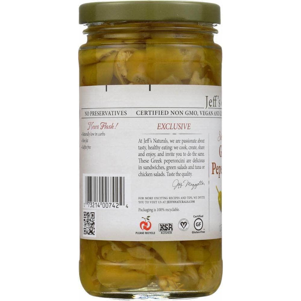 Jeffs Naturals Jeff's Naturals Sliced Golden Greek Peperoncini, 12 oz