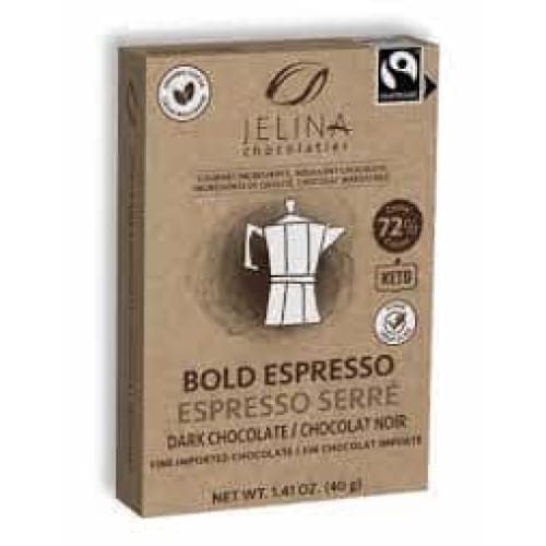 JELINA CHOCOLATIER Grocery > Chocolate, Desserts and Sweets > Chocolate JELINA CHOCOLATIER Bar Dark Choc Espresso, 1.41 oz