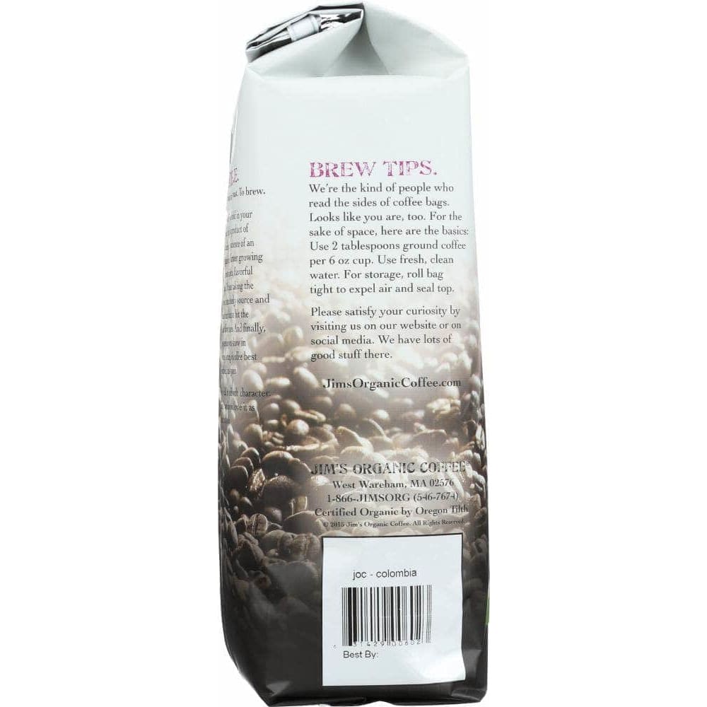 Jims Organic Coffee Jim's Organic Coffee Whole Bean Colombian, 12 oz