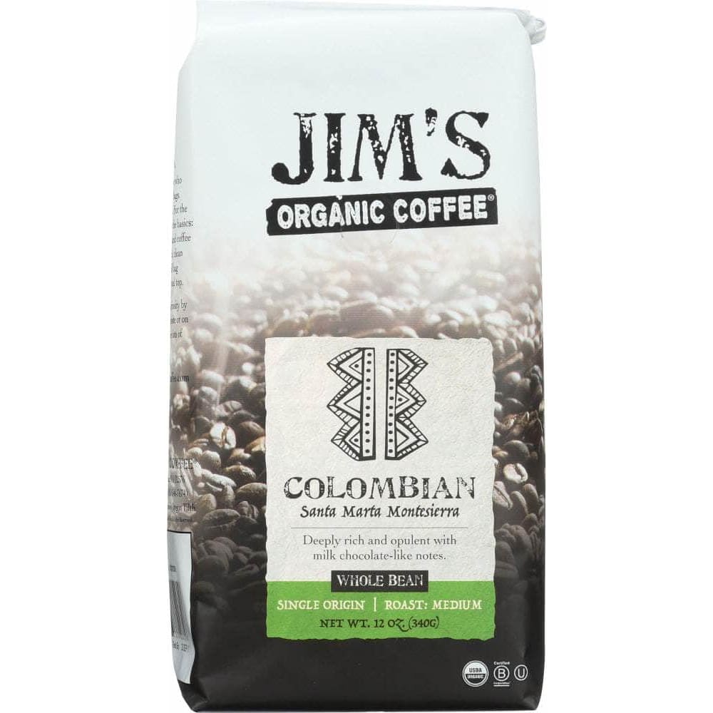Jims Organic Coffee Jim's Organic Coffee Whole Bean Colombian, 12 oz