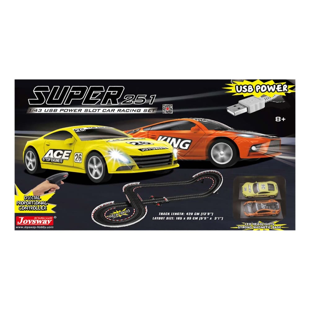JOYSWAY Super 251 1:43 Scale USB Power Slot Car Racing Set - Home/Toys/Vehicles Trains & RC Toys/Train Sets & Road Race/ - Unbranded