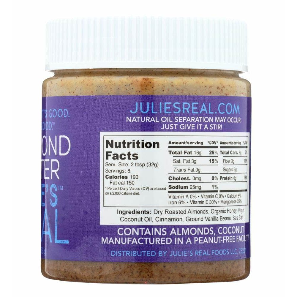 Julies Real Julies Real Cinnamon Vanilla Almond Butter, 9 oz