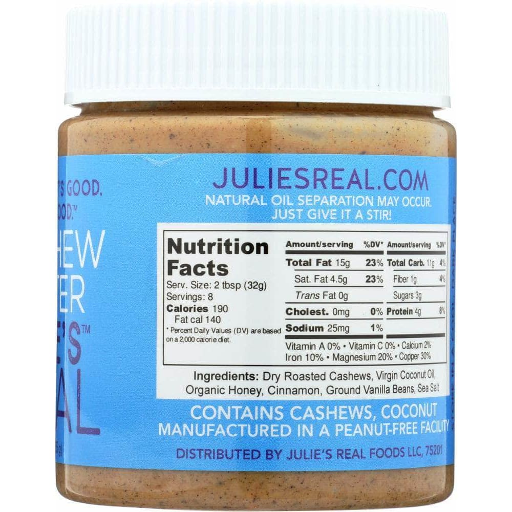 Julies Real Julies Real Cinnamon Vanilla Cashew Butter, 9 oz