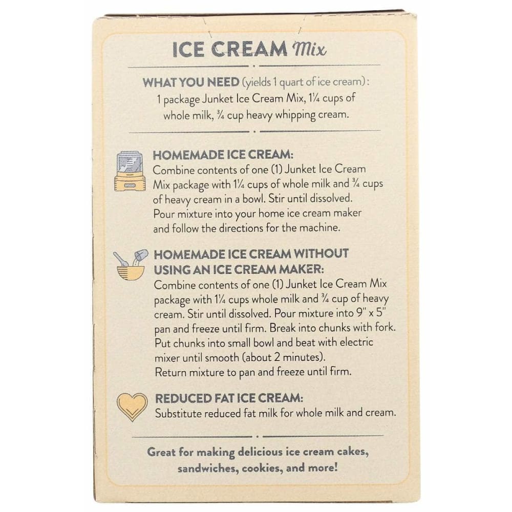 JUNKET Grocery > Cooking & Baking > Baking Ingredients JUNKET: Ice Cream Vry Vanilla Mix, 4 oz