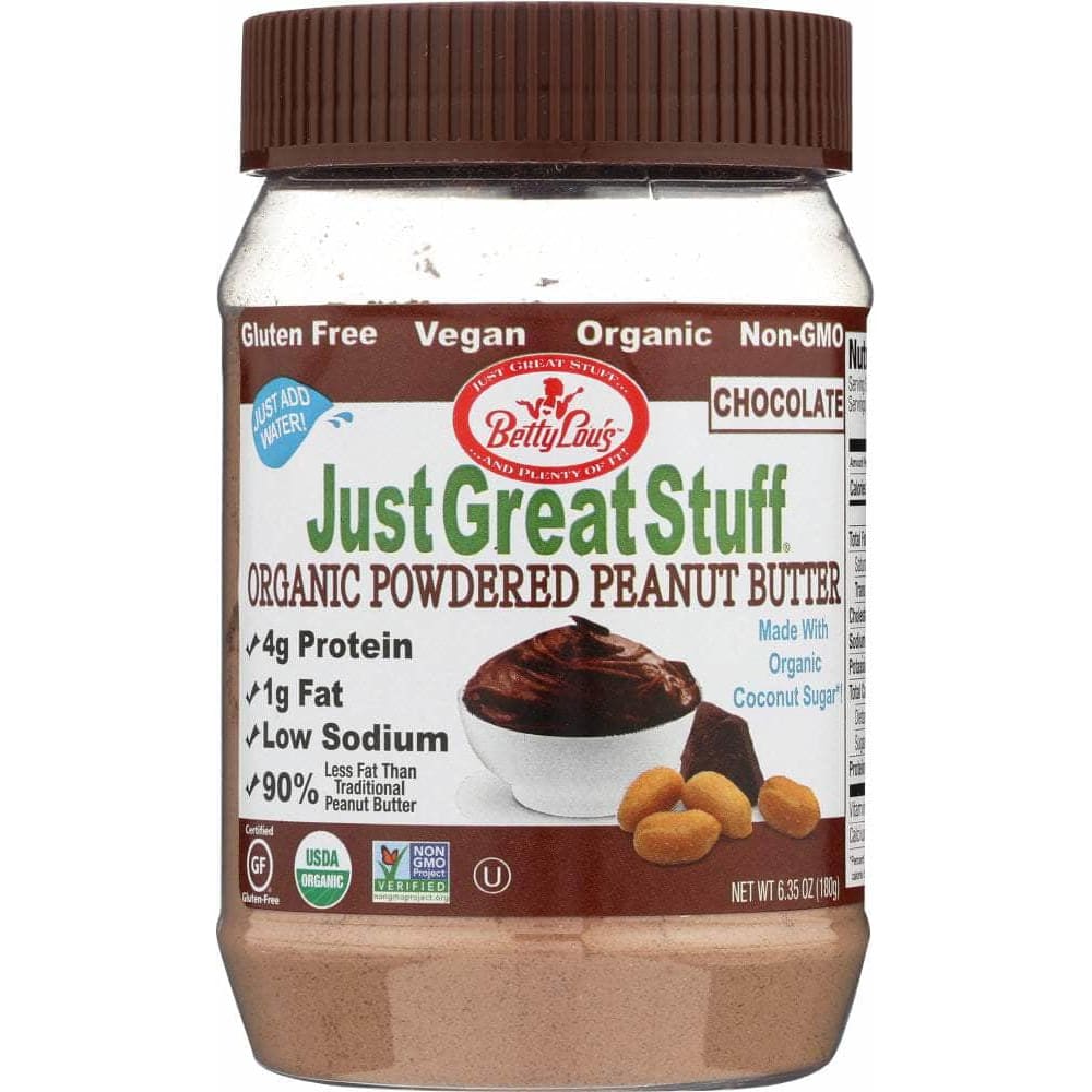 Betty Lous Just Great Stuff Chocolate Organic Powdered Peanut Butter, 6.43oz