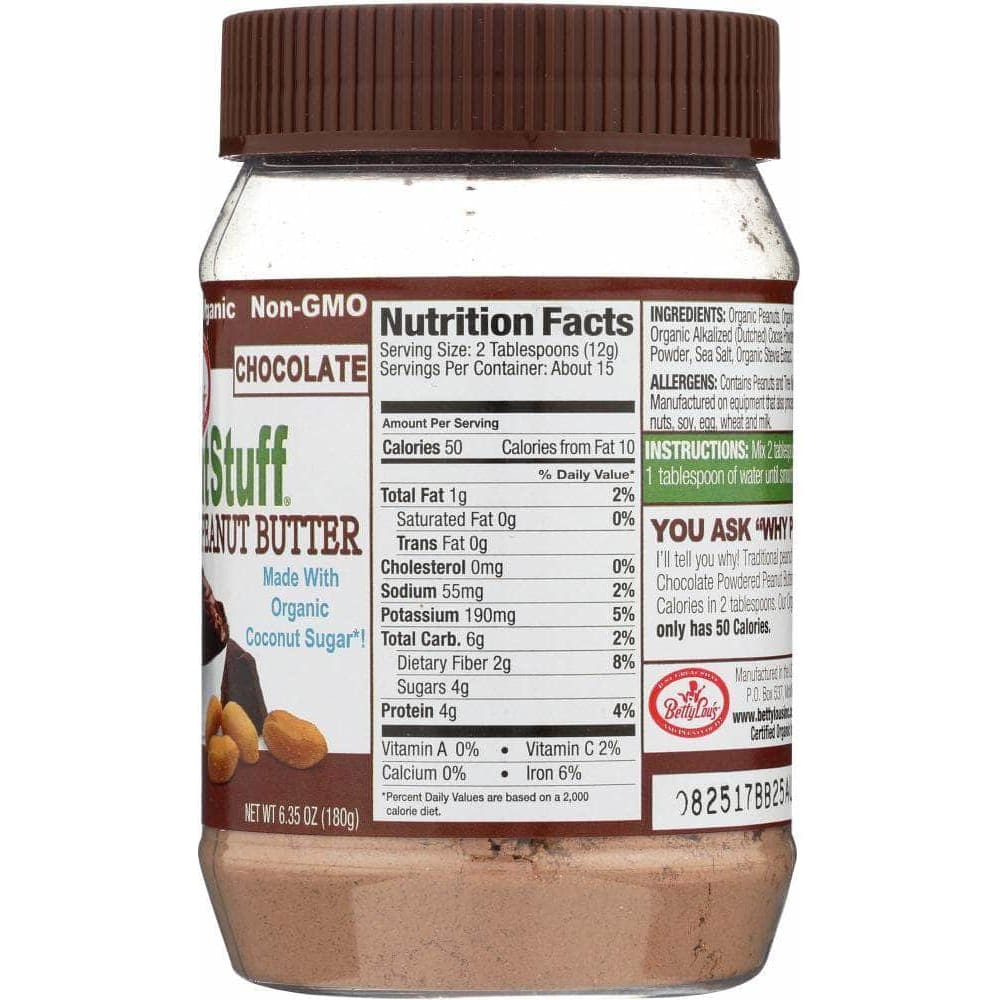 Betty Lous Just Great Stuff Chocolate Organic Powdered Peanut Butter, 6.43oz