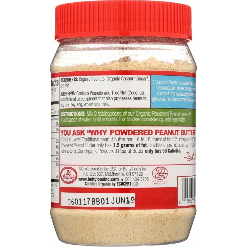 Betty Lous Just Great Stuff The Original Powdered Organic Peanut Butter, 6.35 oz