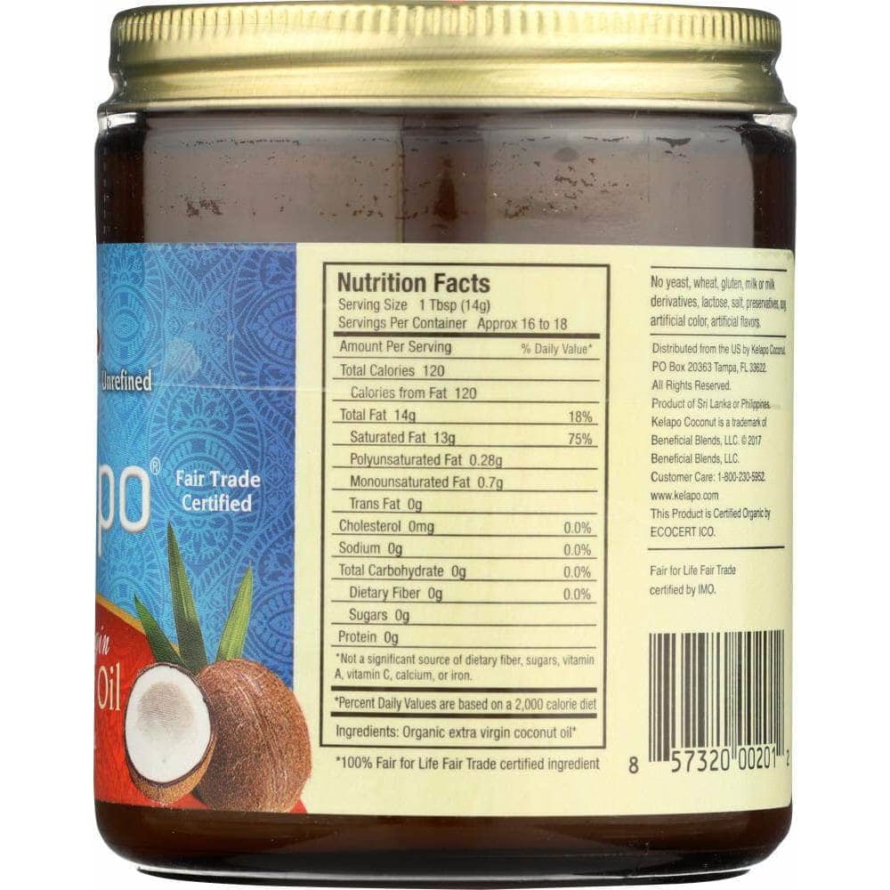 Kelapo Kelapo Organic Extra Virgin Fair Trade Coconut Oil, 8 oz