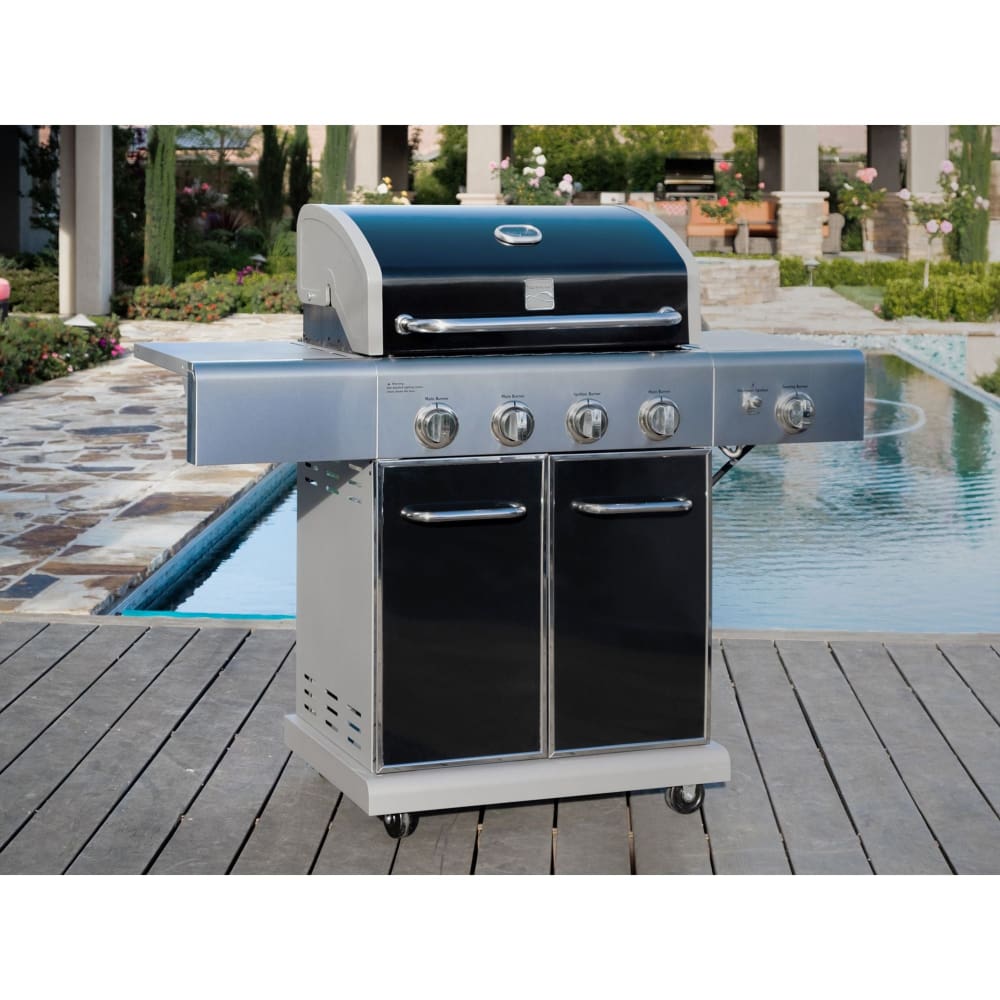 Kenmore 4-Burner LP Gas Grill with Searing Side Burner - Black/Stainless Steel - Kenmore