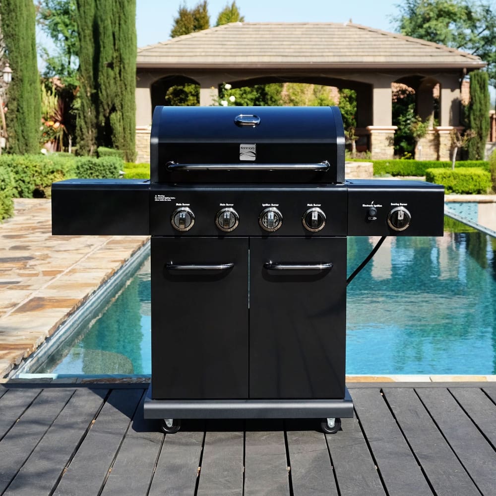 Kenmore 4-Burner LP Gas Grill with Searing Side Burner - Kenmore