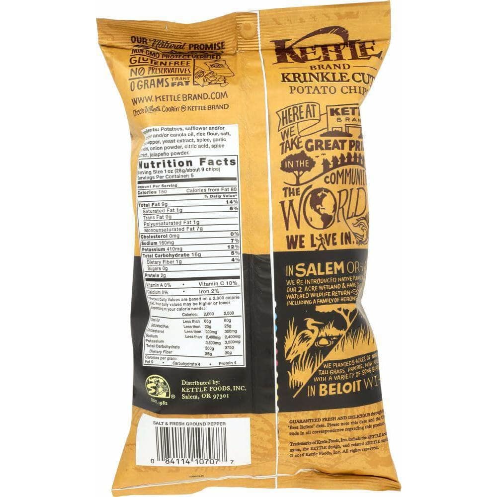 Kettle Brand Kettle Brand Krinkle Cut Potato Chips Salt and Fresh Ground Pepper, 5 oz