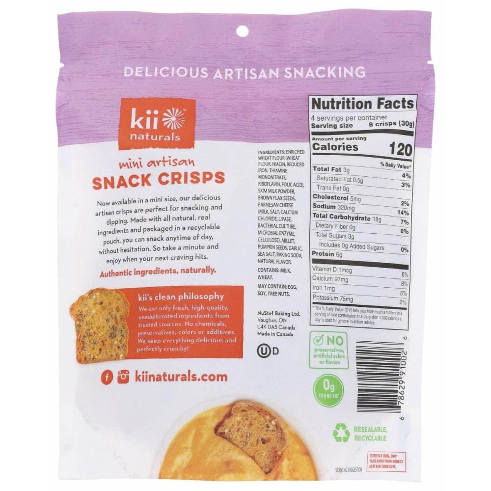 KII NATURALS Grocery > Snacks > Crackers > Crispbreads & Toasts KII NATURALS Parmesan Snack Crisps, 4.23 oz