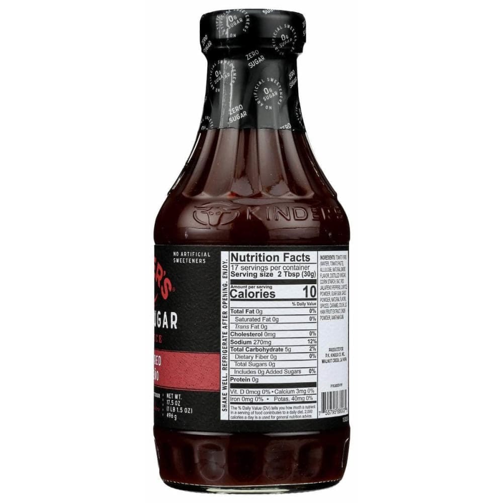 KINDERS Kinders Zero Sugar Smoked Red Jalapeno Bbq Sauce, 17.5 Oz