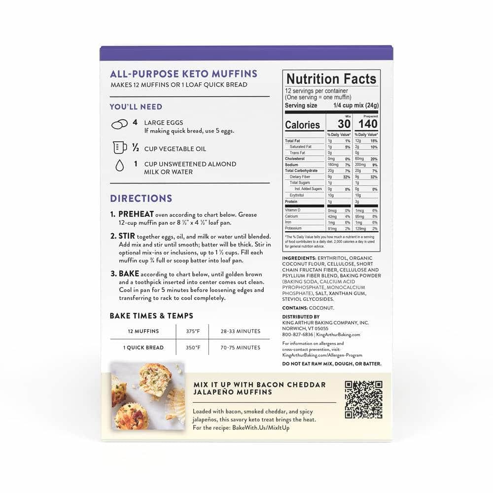 KING ARTHUR Grocery > Cooking & Baking > Baking Ingredients KING ARTHUR: All Purpose Keto Muffin Mix, 10 oz