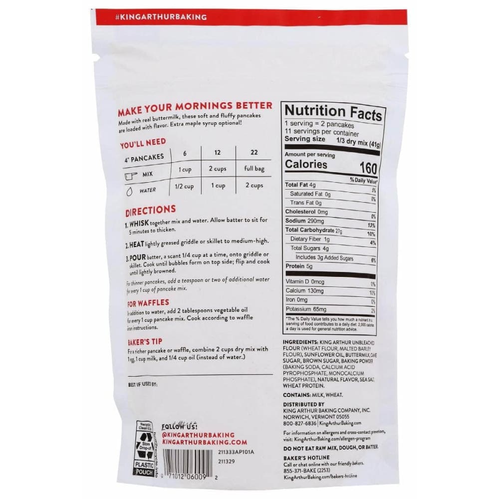 KING ARTHUR Grocery > Cooking & Baking > Baking Ingredients KING ARTHUR: Buttermilk Pancake Mix, 16 oz