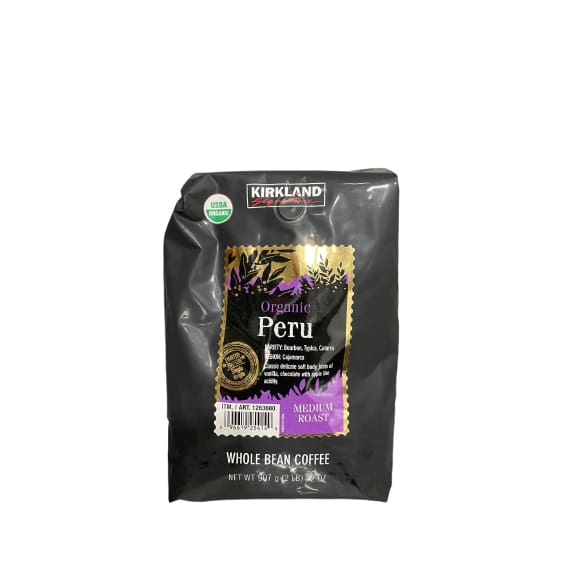 Kirkland Signature Organic Peru Medium Roast Whole Bean Coffee 2 lbs. - Kirkland Signature