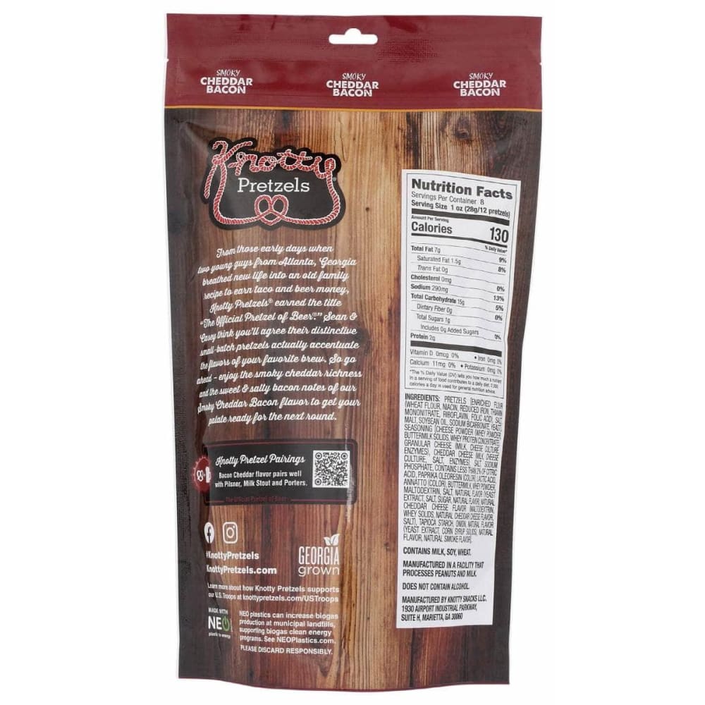 KNOTTY PRETZELS Grocery > Snacks > Chips > Pretzels KNOTTY PRETZELS Smoky Cheddar Bacon Pretzels, 8 oz