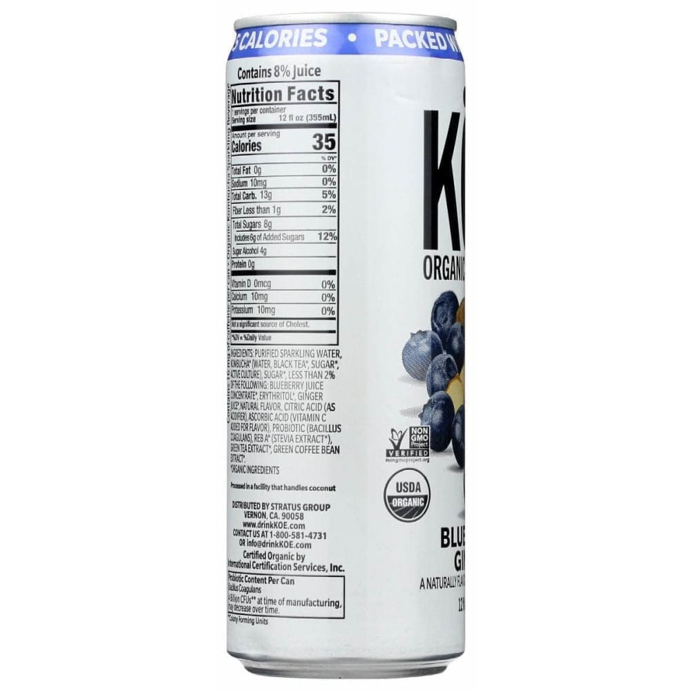 KOE Grocery > Beverages > Coffee, Tea & Hot Cocoa KOE Blueberry Ginger Kombucha, 12 fo