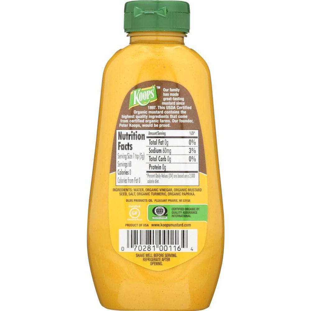 Koops Koops' Organic Yellow Mustard, 12 oz