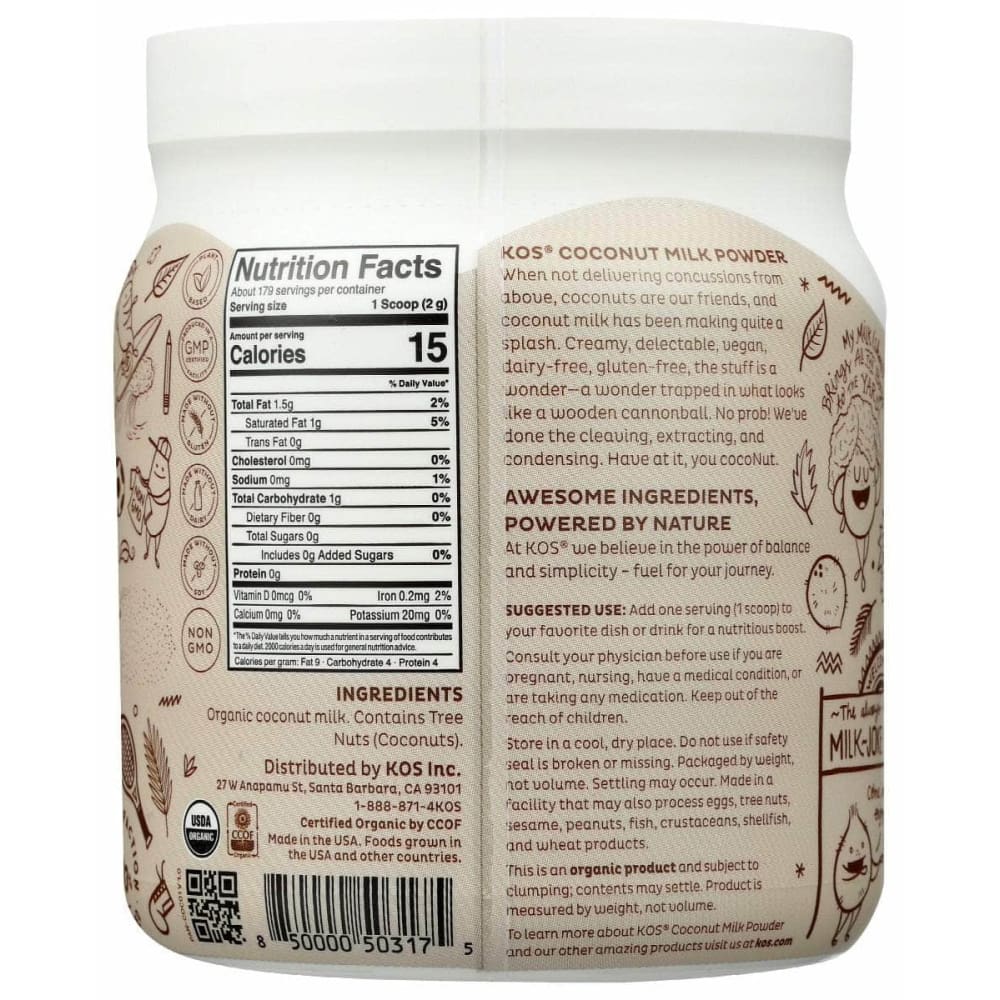 KOS Health > Vitamins & Supplements KOS: Organic Coconut Milk Powder, 12.6 oz