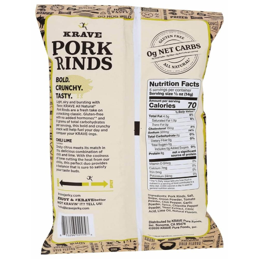 KRAVE Krave Pork Rinds Chili Lime, 2.5 Oz