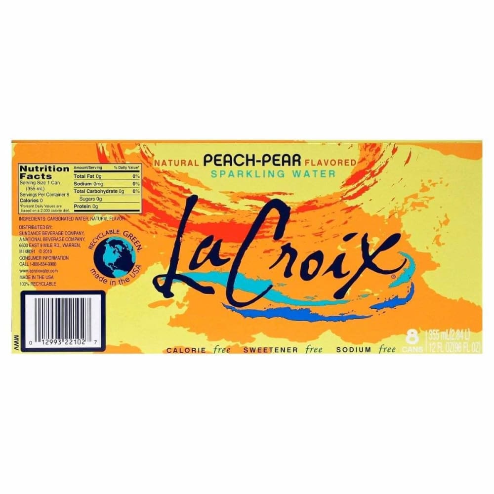 La Croix La Croix Water Sparkle Peach Pear 8 Pack, 96 oz