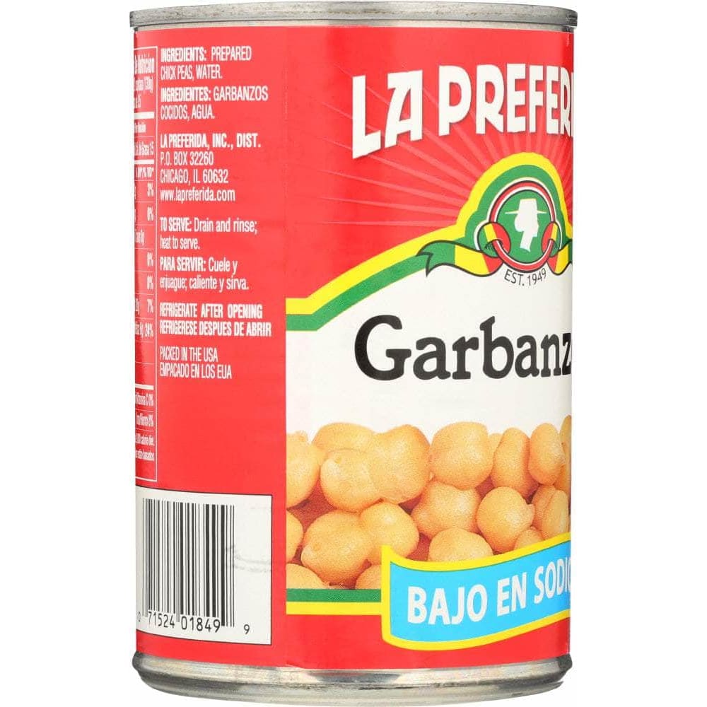 LA PREFERIDA Grocery > Meal Ingredients > Beans LA PREFERIDA: Low Sodium Chick Peas Beans, 15 oz