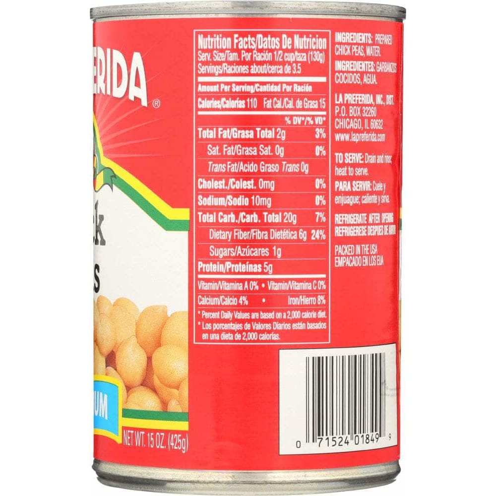 LA PREFERIDA Grocery > Meal Ingredients > Beans LA PREFERIDA: Low Sodium Chick Peas Beans, 15 oz