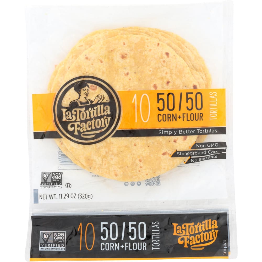 LA TORTILLA FACTORY: Tortilla 50-50 Yellow Corn 11.29 oz - Grocery > Cooking & Baking > Crusts Shells Stuffing - LA TORTILLA FACTORY