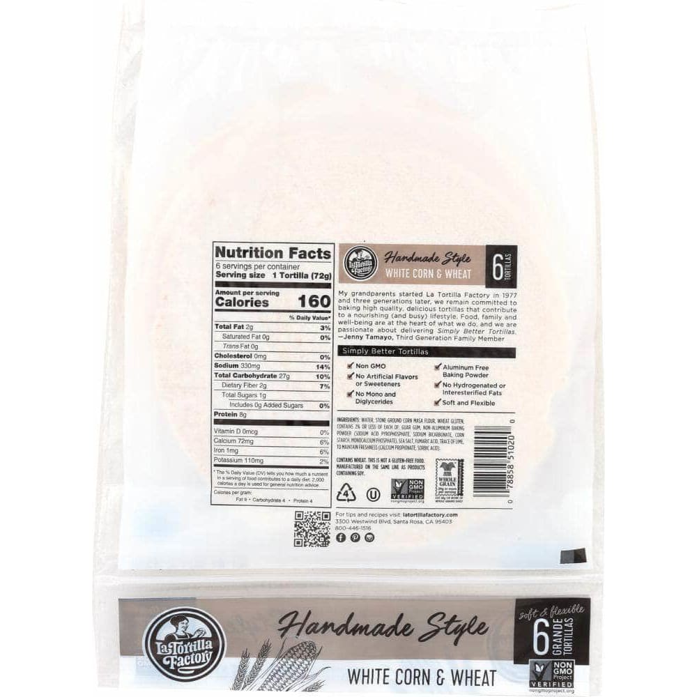 La Tortilla Factory La Tortilla Factory Handmade Style Tortillas White Corn And Wheat Grande 15.24 Oz