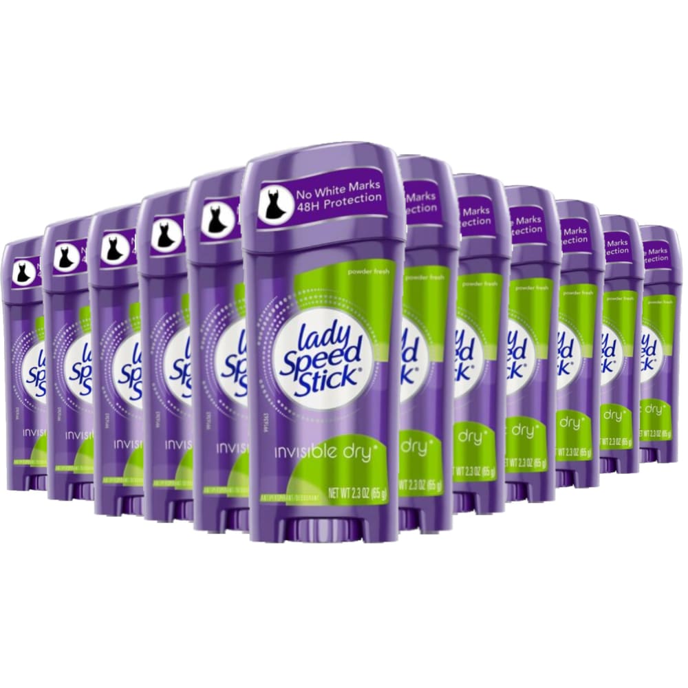Lady Speed Stick Invisible Dry Antiperspirant & Deodorant Powder Fresh - 2.3 oz - 12 Pack - Stick - Lady Speed